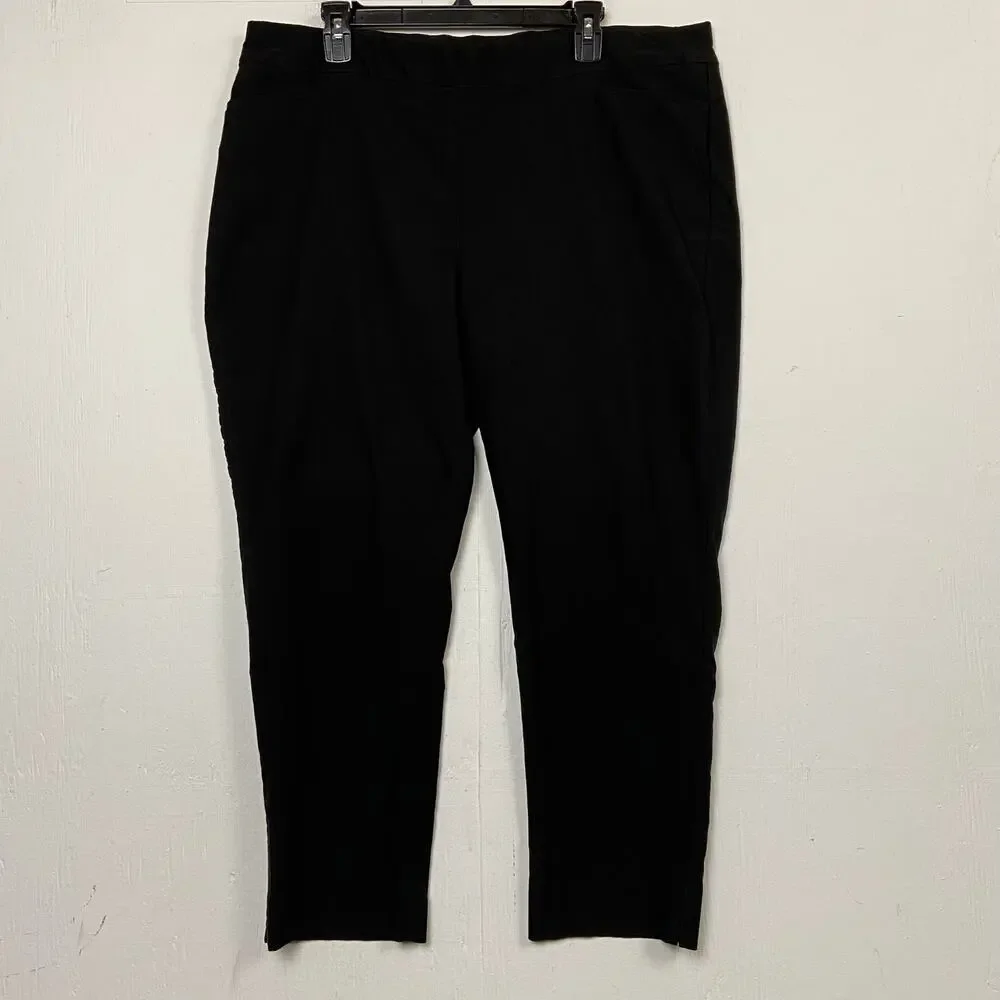 Chico's So Slimming Brigitte Black Stretch Slim Ankle Pant Size 20 Office Career